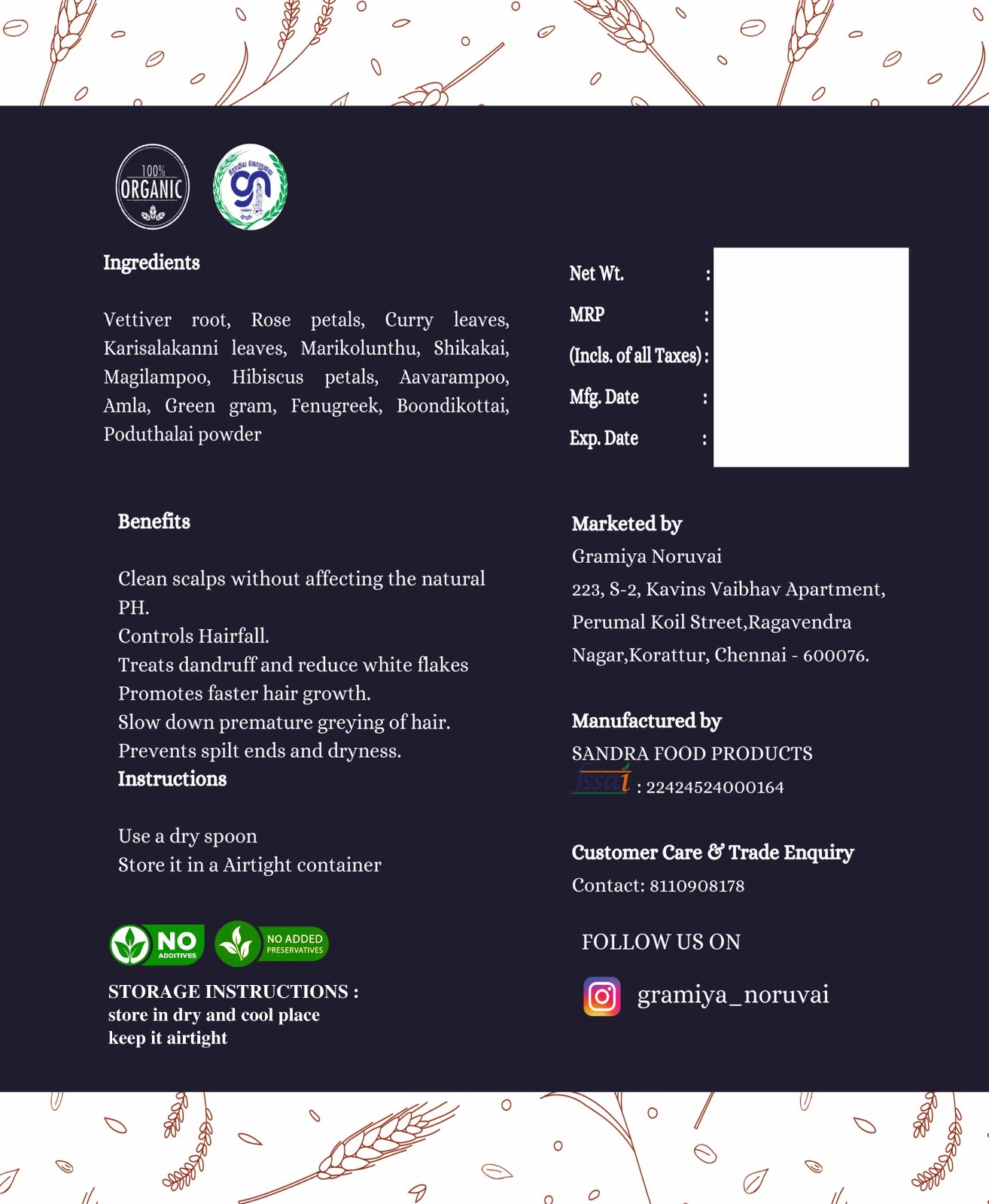 Herbal Hair Wash Powder(100ml) - Image 2